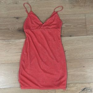 Superdown from Revolve Hot Pink Sparkly V Neck Bodycon Tight Mini Dress